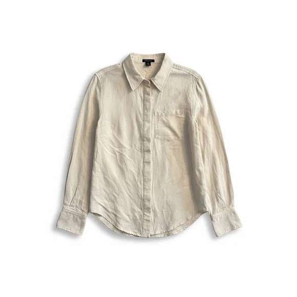 Karen Millen Off-White Linen Blend Button-Down Contrast Piping Size 6  EUC - Picture 2 of 9